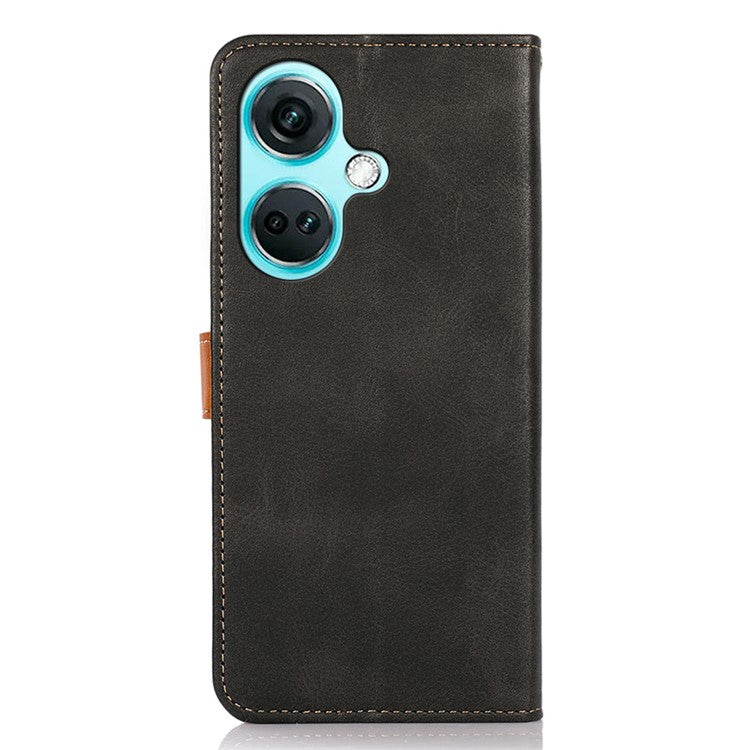 KHAZNEH For OnePlus Nord CE3 5G Cowhide Texture Wallet Shell PU Leather Case Stand Phone Cover - Black