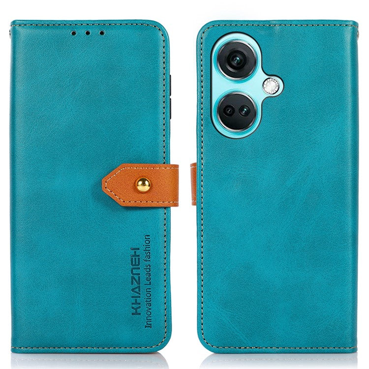 KHAZNEH For OnePlus Nord CE3 5G Cowhide Texture Wallet Shell PU Leather Case Stand Phone Cover - Blue