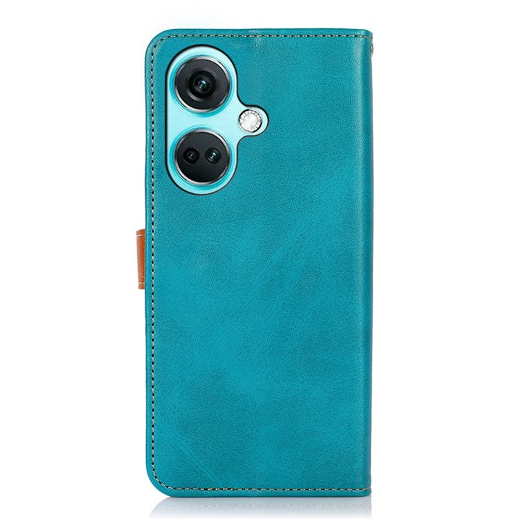 KHAZNEH For OnePlus Nord CE3 5G Cowhide Texture Wallet Shell PU Leather Case Stand Phone Cover - Blue