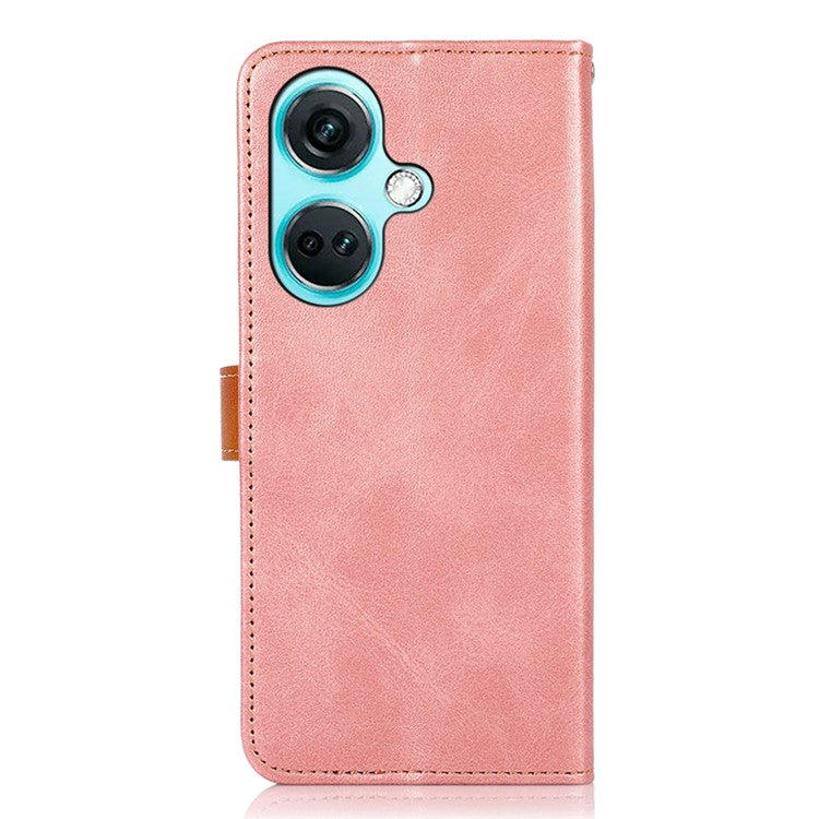 KHAZNEH For OnePlus Nord CE3 5G Cowhide Texture Wallet Shell PU Leather Case Stand Phone Cover - Rose Gold