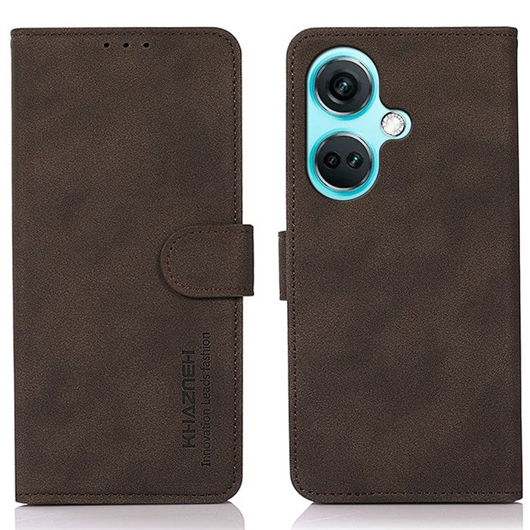 KHAZNEH For OnePlus Nord CE3 5G PU Leather Smartphone Case Textured Wallet Stand Phone Cover - Brown