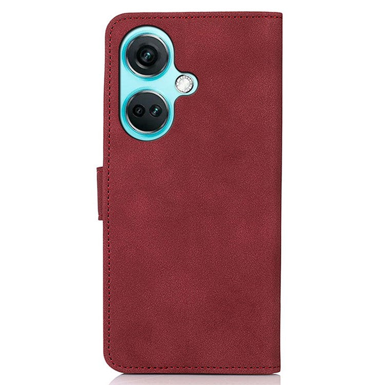 KHAZNEH For OnePlus Nord CE3 5G PU Leather Smartphone Case Textured Wallet Stand Phone Cover - Red