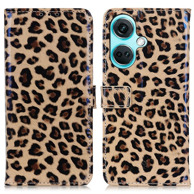 For OnePlus Nord CE3 5G Leopard Print Cell Phone Case Dustproof PU Leather Stand Wallet Cover