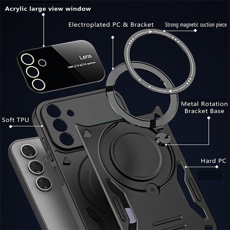 For Samsung Galaxy A14 4G / 5G Anti-drop Phone Case PC+TPU Ring Kickstand Cover Compatible with MagSafe - Blue