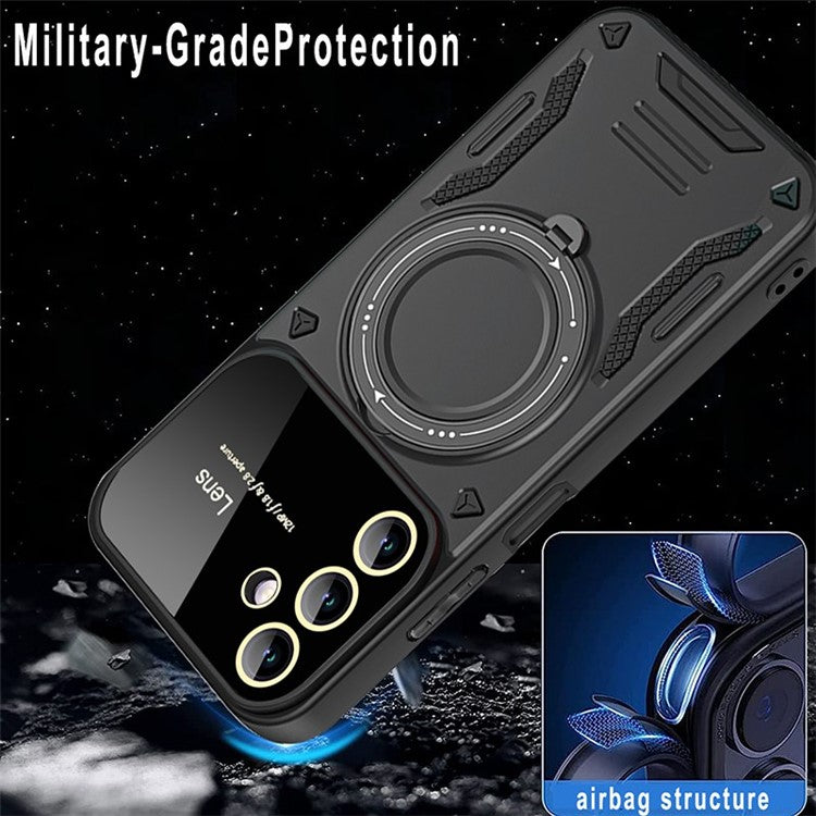 For Samsung Galaxy A14 4G / 5G Anti-drop Phone Case PC+TPU Ring Kickstand Cover Compatible with MagSafe - Blue