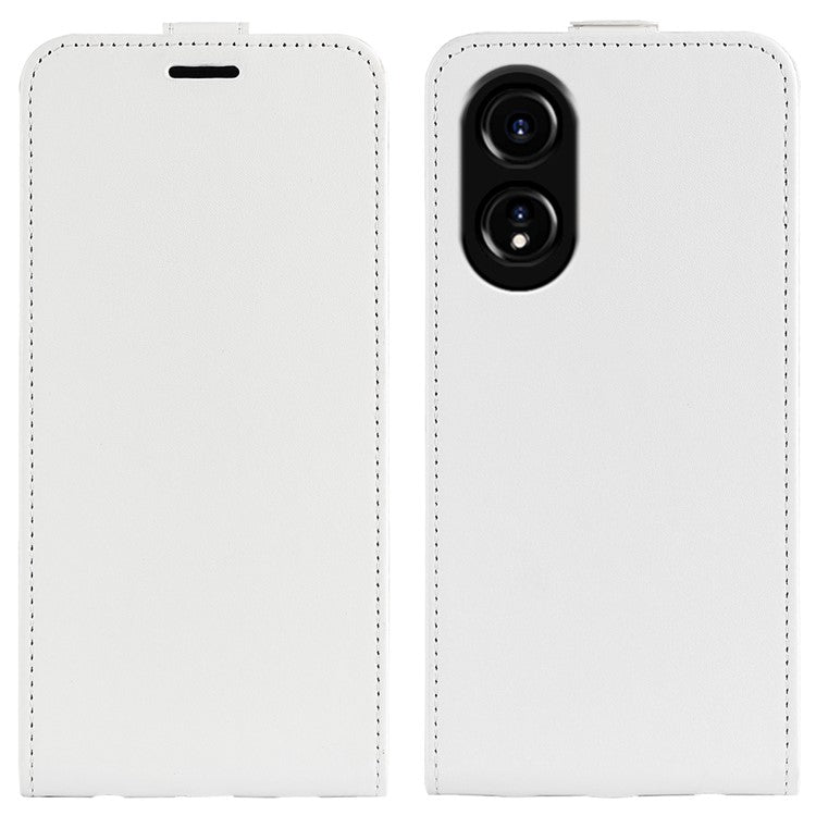 PU Leather Phone Case for Oppo A78 4G , Crazy Horse Texture Card Holder Vertical Flip Cover - White