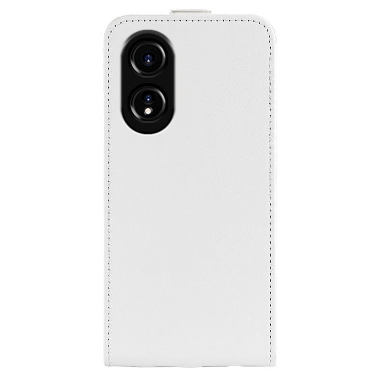 PU Leather Phone Case for Oppo A78 4G , Crazy Horse Texture Card Holder Vertical Flip Cover - White