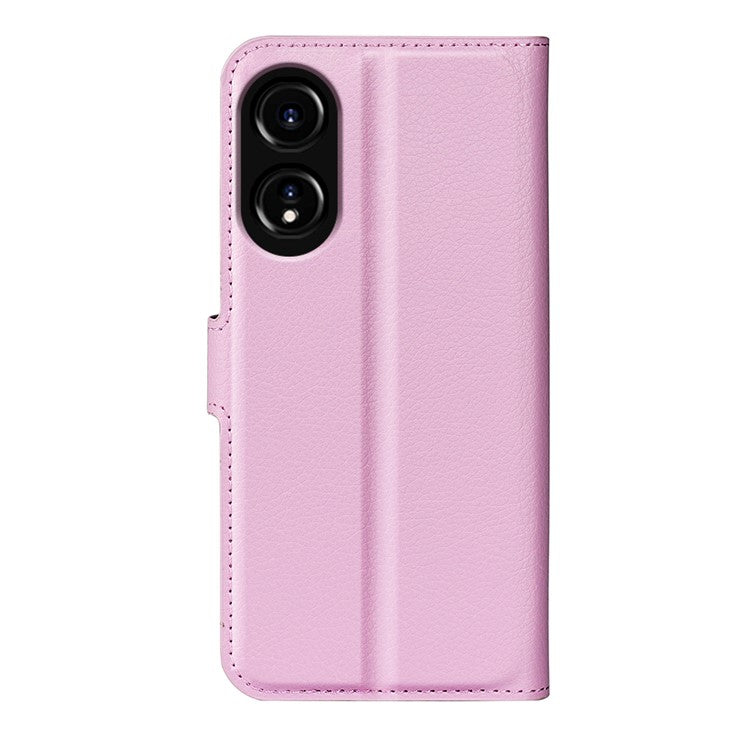 Litchi Texture PU Leather Wallet Case for Oppo A78 4G , Stand Anti-drop Phone Cover - Pink