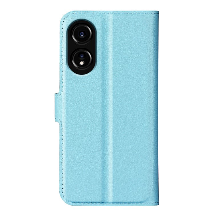 Litchi Texture PU Leather Wallet Case for Oppo A78 4G , Stand Anti-drop Phone Cover - Blue