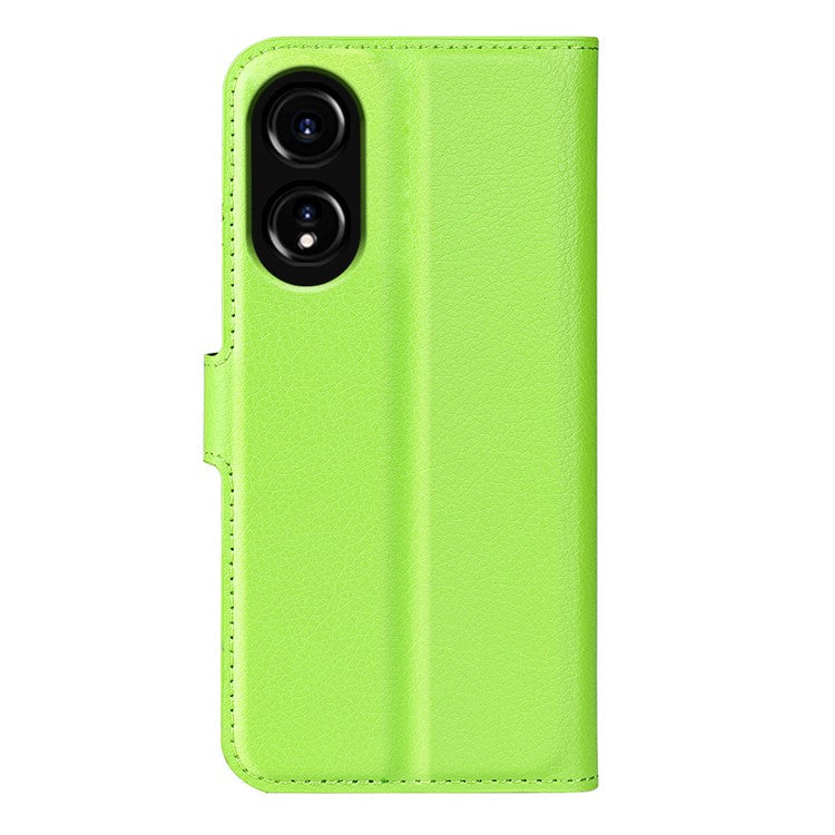 Litchi Texture PU Leather Wallet Case for Oppo A78 4G , Stand Anti-drop Phone Cover - Green