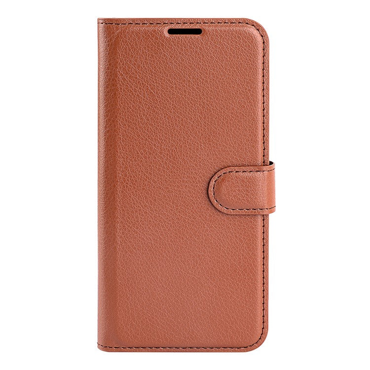 Litchi Texture PU Leather Wallet Case for Oppo A78 4G , Stand Anti-drop Phone Cover - Brown