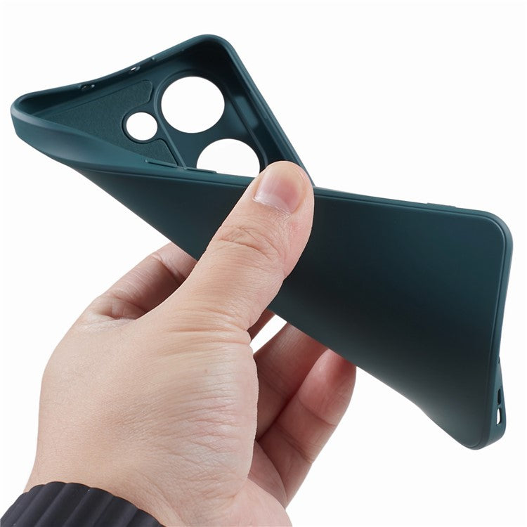 TPU Case for OnePlus Ace 2V / Nord 3 5G , Rubberized Surface Fiber Lining Shockproof Phone Cover - Army Green