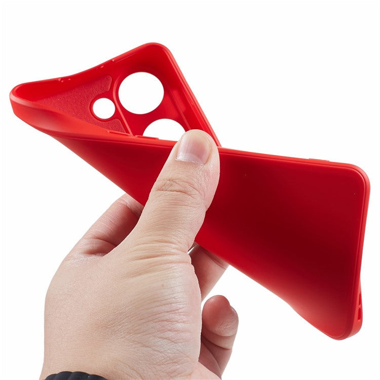 TPU Case for OnePlus Ace 2V / Nord 3 5G , Rubberized Surface Fiber Lining Shockproof Phone Cover - Red