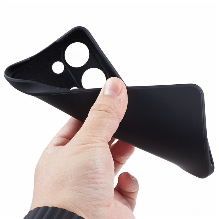 TPU Case for OnePlus Ace 2V / Nord 3 5G , Rubberized Surface Fiber Lining Shockproof Phone Cover - Black