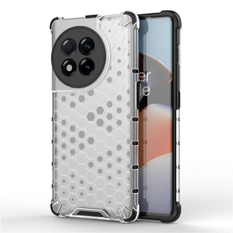 For OnePlus Ace 2 5G / 11R 5G Honeycomb Texture Back Cover Anti-drop TPU+PC Phone Case - Grey