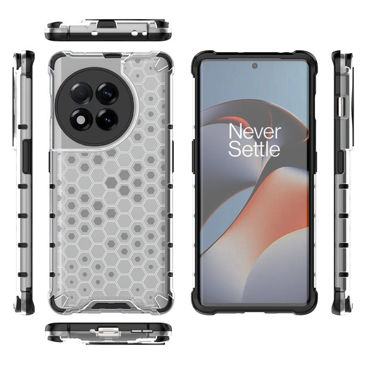 For OnePlus Ace 2 5G / 11R 5G Honeycomb Texture Back Cover Anti-drop TPU+PC Phone Case - Grey