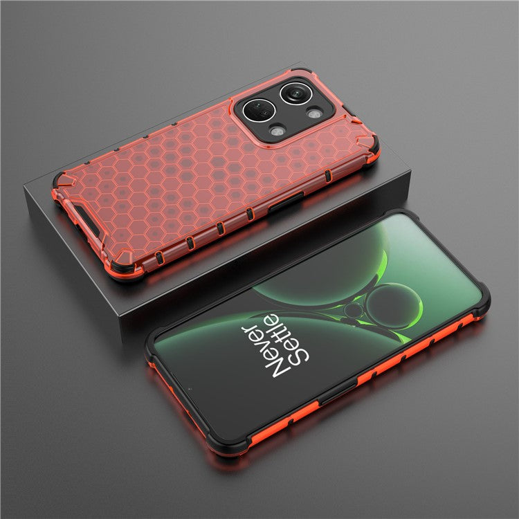 For OnePlus Nord 3 5G / Ace 2V Anti-drop Phone Case Honeycomb Texture Shockproof Cover - Red