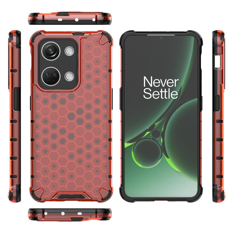 For OnePlus Nord 3 5G / Ace 2V Anti-drop Phone Case Honeycomb Texture Shockproof Cover - Red