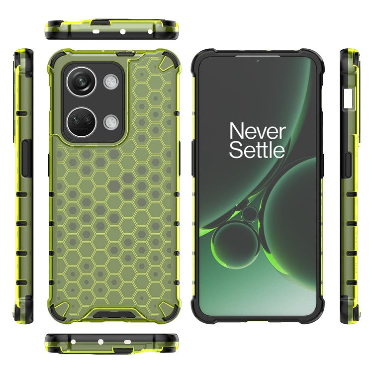 For OnePlus Nord 3 5G / Ace 2V Anti-drop Phone Case Honeycomb Texture Shockproof Cover - Green