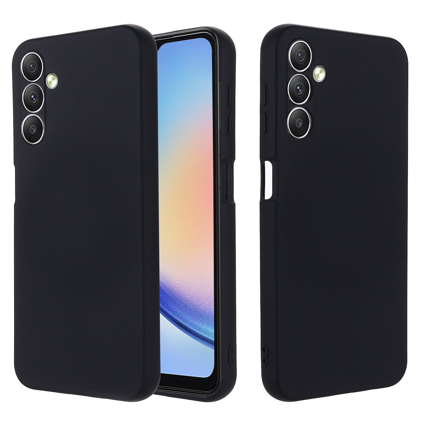 For Samsung Galaxy F34 5G / M34 5G Liquid Silicone Phone Case Soft Lining Shockproof Cover with Strap - Black