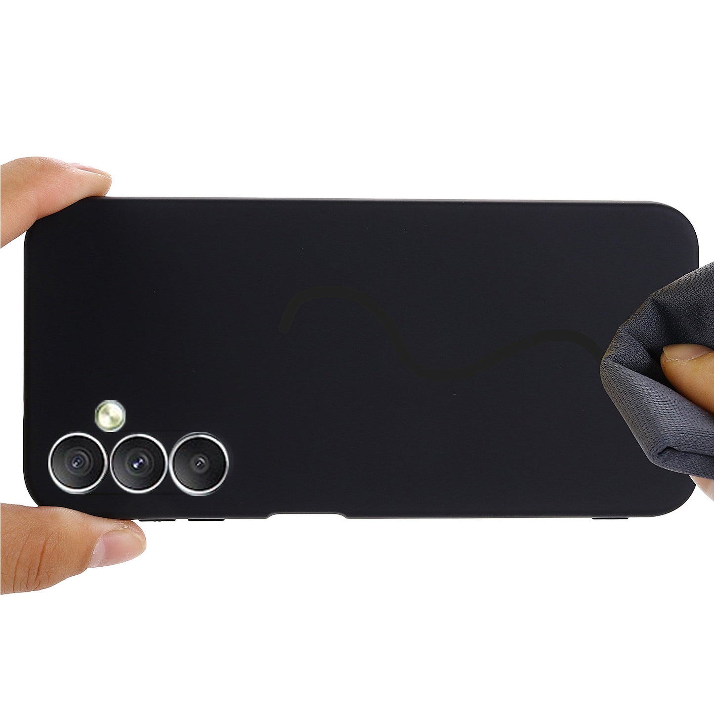 For Samsung Galaxy F34 5G / M34 5G Liquid Silicone Phone Case Soft Lining Shockproof Cover with Strap - Black