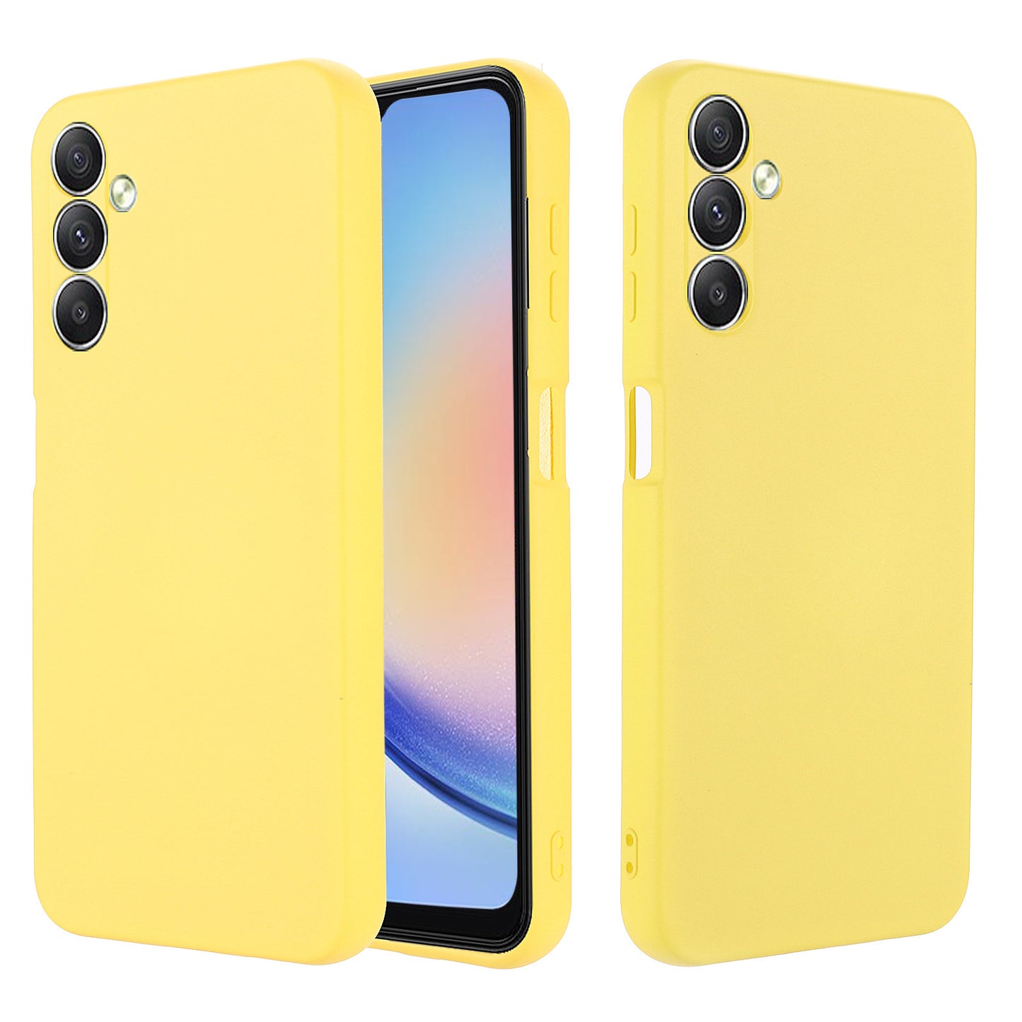 For Samsung Galaxy F34 5G / M34 5G Liquid Silicone Phone Case Soft Lining Shockproof Cover with Strap - Yellow