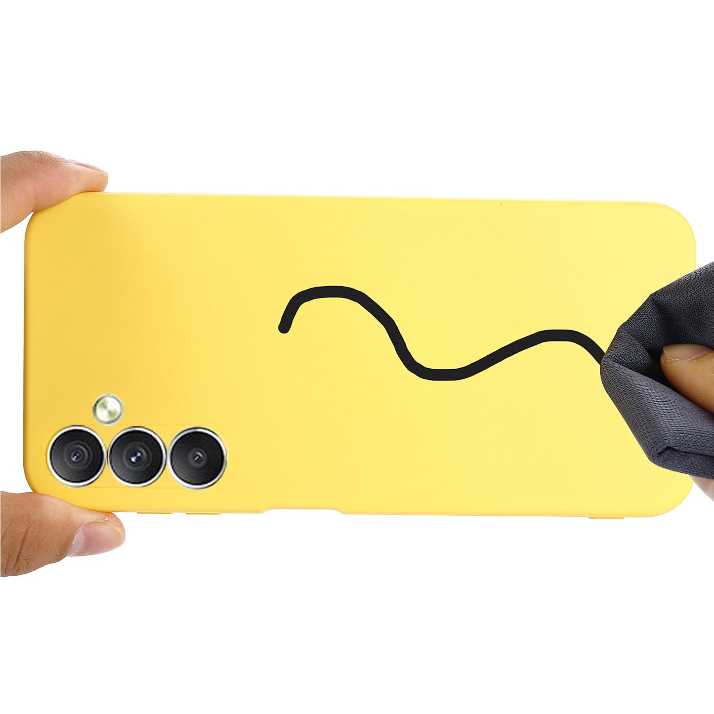 For Samsung Galaxy F34 5G / M34 5G Liquid Silicone Phone Case Soft Lining Shockproof Cover with Strap - Yellow
