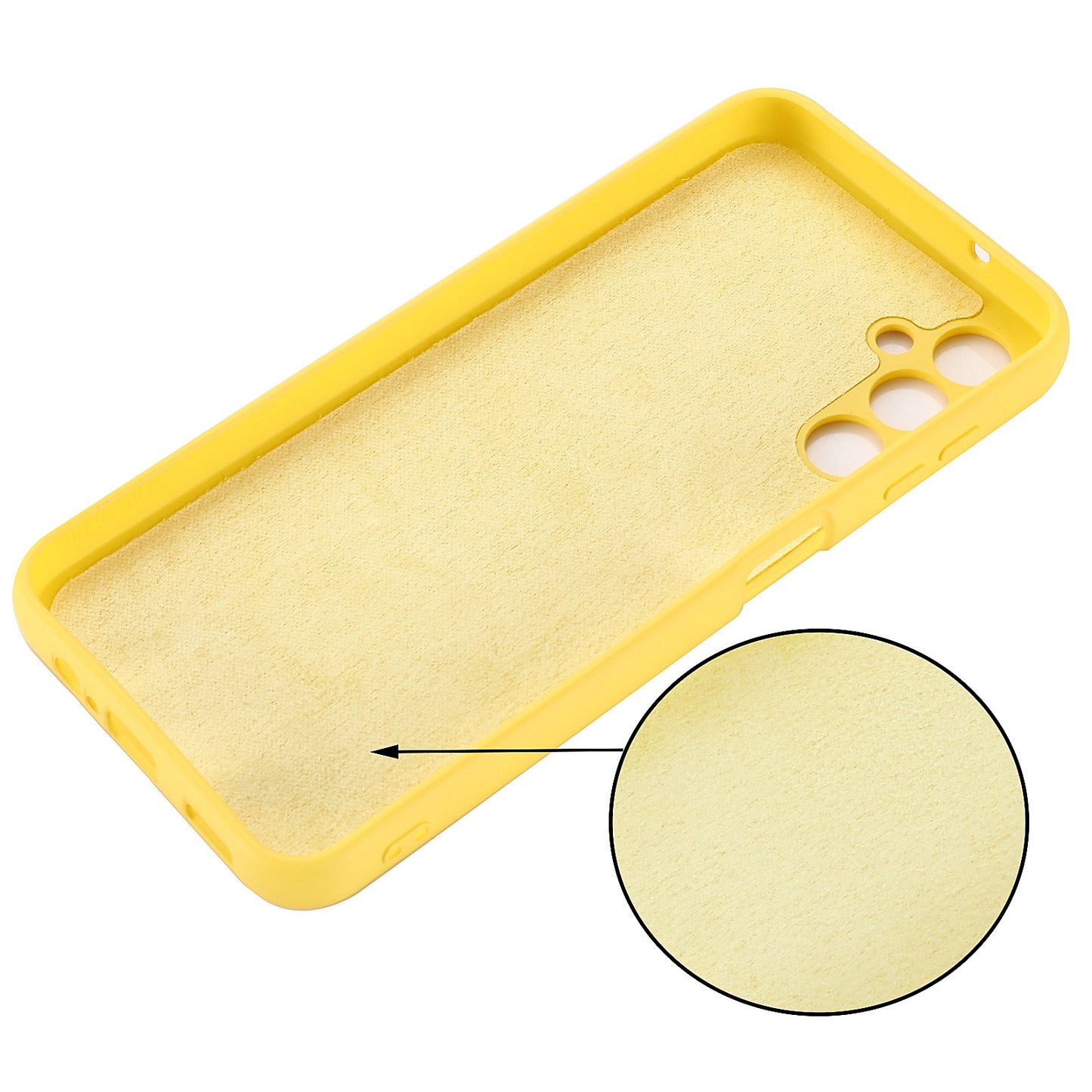 For Samsung Galaxy F34 5G / M34 5G Liquid Silicone Phone Case Soft Lining Shockproof Cover with Strap - Yellow