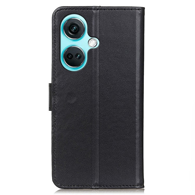 For OnePlus Nord CE3 5G Wallet Stand Phone Case Textured PU Leather Anti-scratch Phone Cover - Black