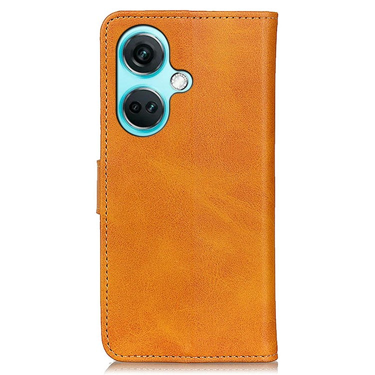 For OnePlus Nord CE3 5G Cowhide Texture PU Leather Phone Case Wallet Stand Phone Cover - Brown