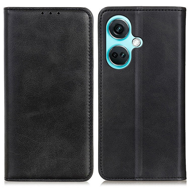 For OnePlus Nord CE3 5G Stand Wallet Phone Cover Split Leather + TPU Protective Phone Case - Black