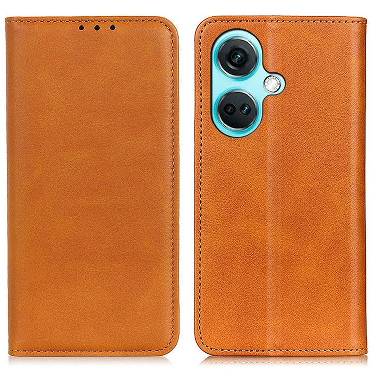 For OnePlus Nord CE3 5G Stand Wallet Phone Cover Split Leather + TPU Protective Phone Case - Brown