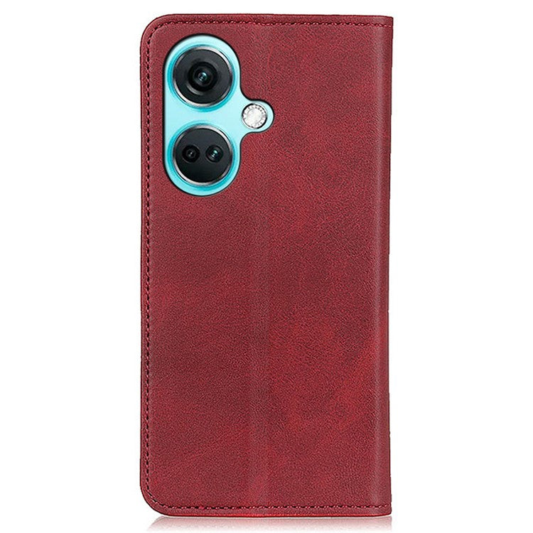 For OnePlus Nord CE3 5G Stand Wallet Phone Cover Split Leather + TPU Protective Phone Case - Red