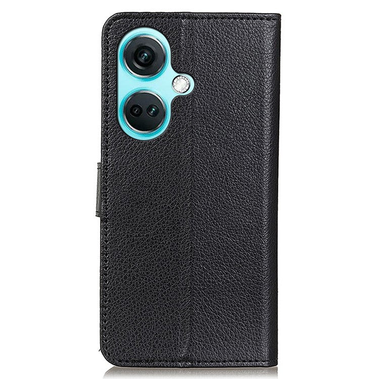 For OnePlus Nord CE3 5G Litchi Texture Phone Leather Case Stand Wallet Phone Cover - Black