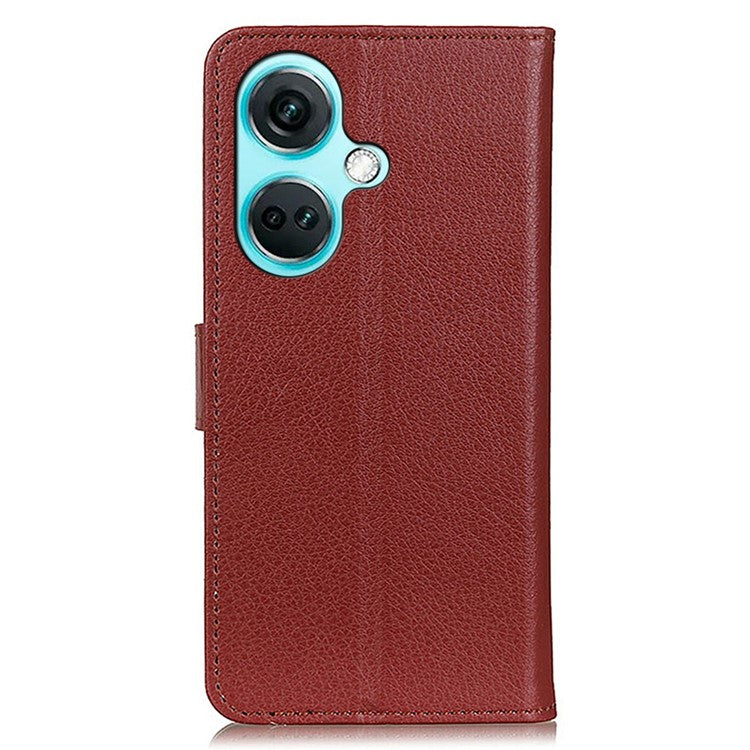 For OnePlus Nord CE3 5G Litchi Texture Phone Leather Case Stand Wallet Phone Cover - Brown