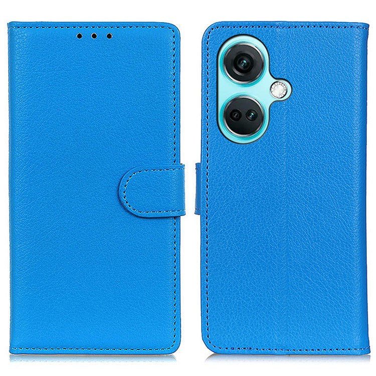 For OnePlus Nord CE3 5G Litchi Texture Phone Leather Case Stand Wallet Phone Cover - Blue