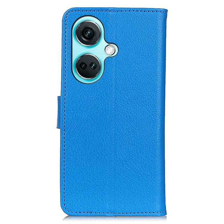 For OnePlus Nord CE3 5G Litchi Texture Phone Leather Case Stand Wallet Phone Cover - Blue