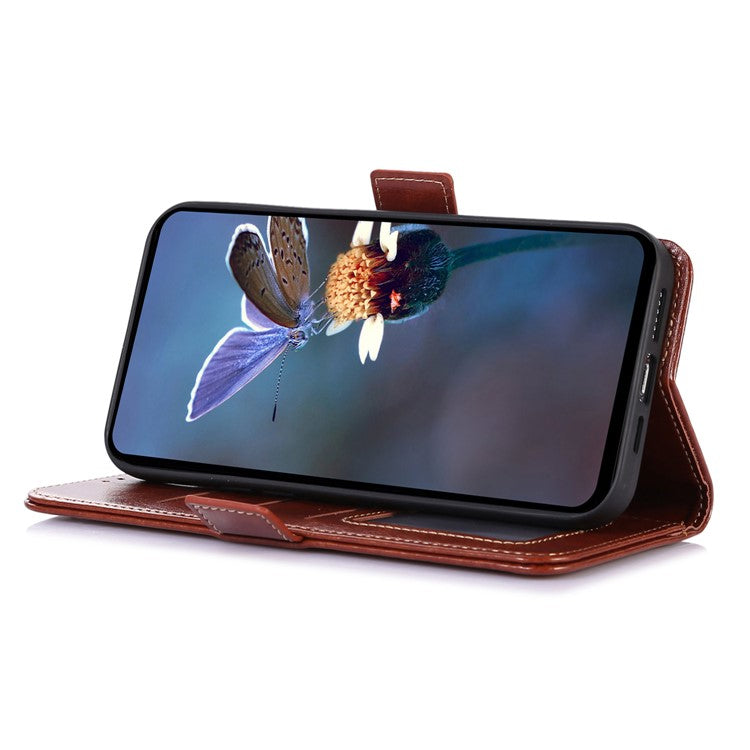 ABEEL For OnePlus Nord CE3 5G Foldable Stand Crazy Horse Texture Case PU Leather Wallet Phone Cover - Brown