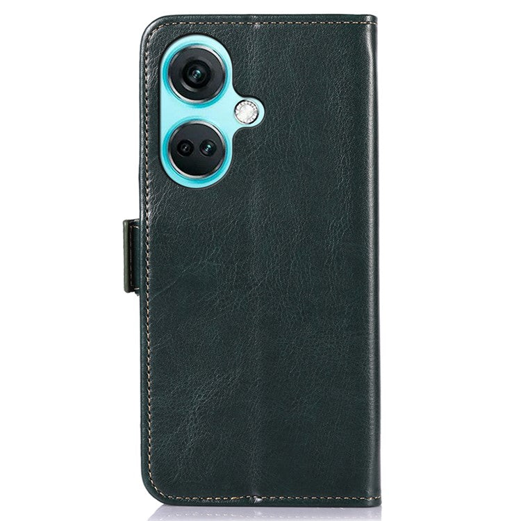 ABEEL For OnePlus Nord CE3 5G Foldable Stand Crazy Horse Texture Case PU Leather Wallet Phone Cover - Green
