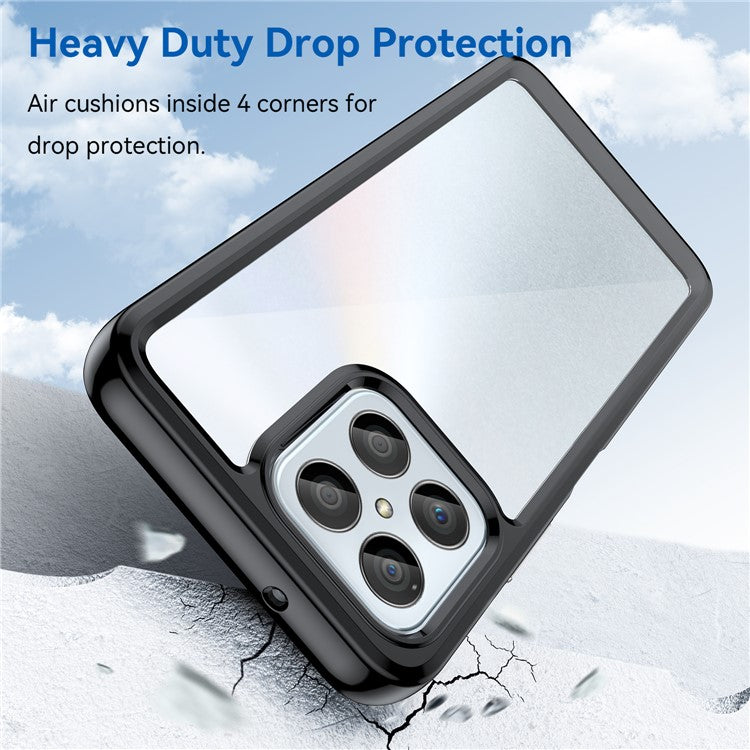 Phone Case for Honor 70 Lite 5G / Play 30 5G / X8 5G / X6 4G / Play6C 4G  / X8a 4G / X6s 4G , TPU+Acrylic Clear Back Cover - Black
