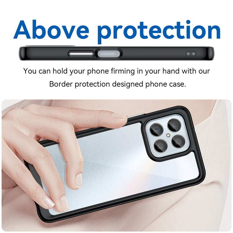 Phone Case for Honor 70 Lite 5G / Play 30 5G / X8 5G / X6 4G / Play6C 4G  / X8a 4G / X6s 4G , TPU+Acrylic Clear Back Cover - Black