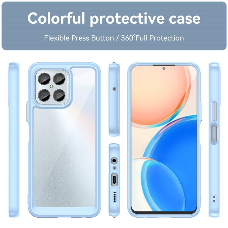 Phone Case for Honor 70 Lite 5G / Play 30 5G / X8 5G / X6 4G / Play6C 4G  / X8a 4G / X6s 4G , TPU+Acrylic Clear Back Cover - Blue