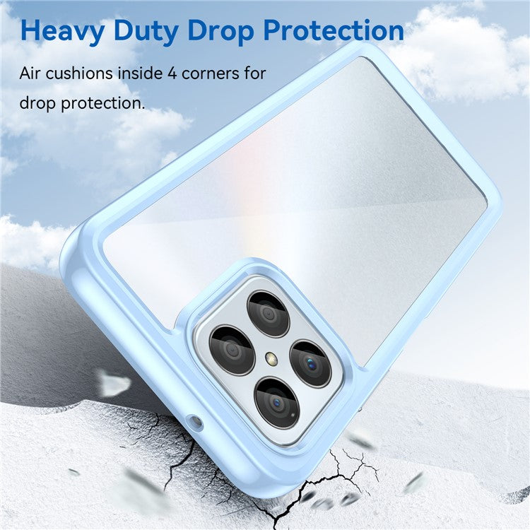 Phone Case for Honor 70 Lite 5G / Play 30 5G / X8 5G / X6 4G / Play6C 4G  / X8a 4G / X6s 4G , TPU+Acrylic Clear Back Cover - Blue