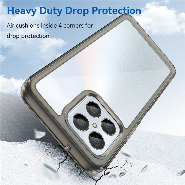 Phone Case for Honor 70 Lite 5G / Play 30 5G / X8 5G / X6 4G / Play6C 4G  / X8a 4G / X6s 4G , TPU+Acrylic Clear Back Cover - Transparent Grey
