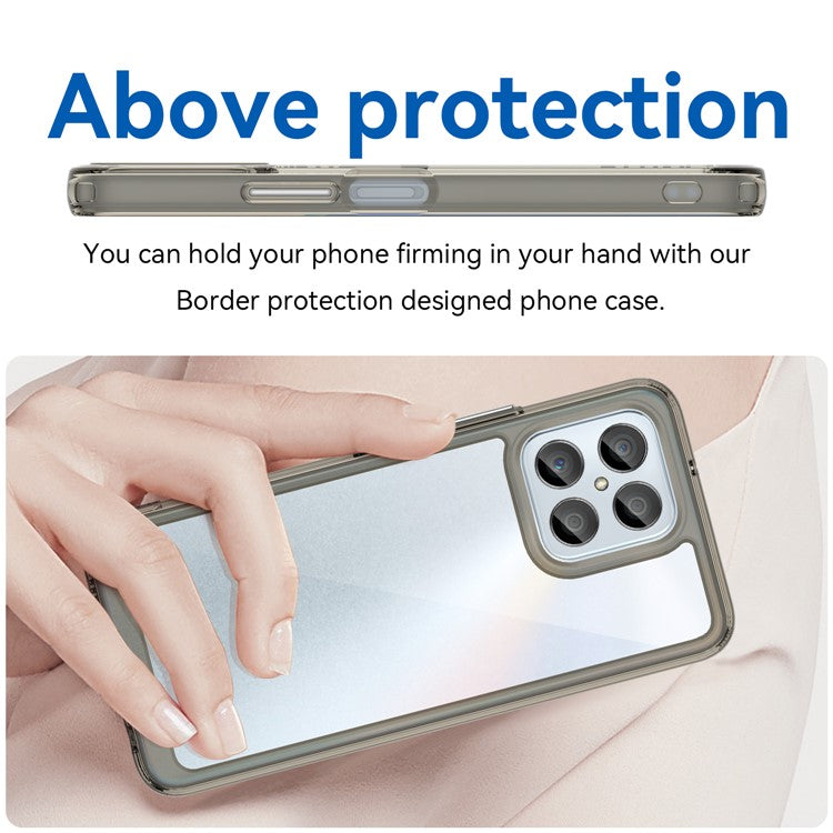 Phone Case for Honor 70 Lite 5G / Play 30 5G / X8 5G / X6 4G / Play6C 4G  / X8a 4G / X6s 4G , TPU+Acrylic Clear Back Cover - Transparent Grey