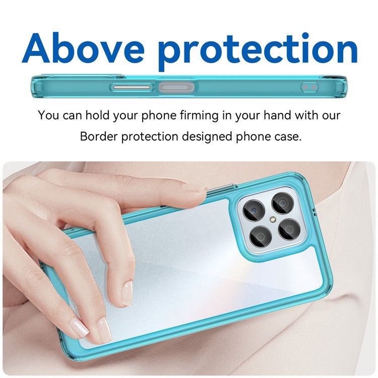 Phone Case for Honor 70 Lite 5G / Play 30 5G / X8 5G / X6 4G / Play6C 4G  / X8a 4G / X6s 4G , TPU+Acrylic Clear Back Cover - Transparent Blue