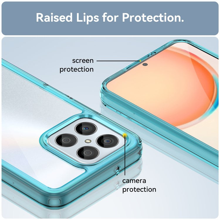 Phone Case for Honor 70 Lite 5G / Play 30 5G / X8 5G / X6 4G / Play6C 4G  / X8a 4G / X6s 4G , TPU+Acrylic Clear Back Cover - Transparent Blue
