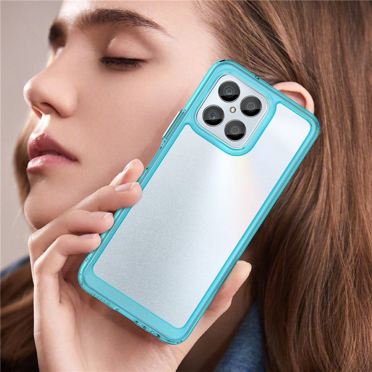 Phone Case for Honor 70 Lite 5G / Play 30 5G / X8 5G / X6 4G / Play6C 4G  / X8a 4G / X6s 4G , TPU+Acrylic Clear Back Cover - Transparent Blue