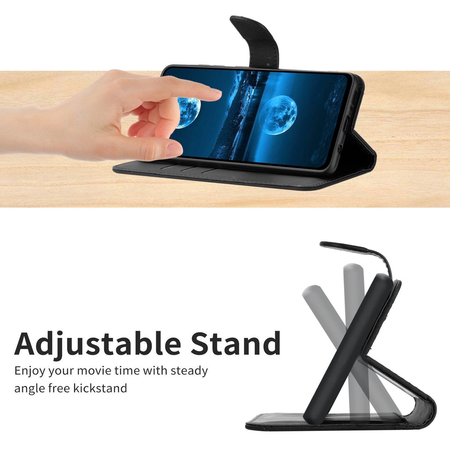 HT05 For Samsung Galaxy F34 5G / M34 5G PU Leather Phone Case Imprinted Line Wallet Stand Cover - Black