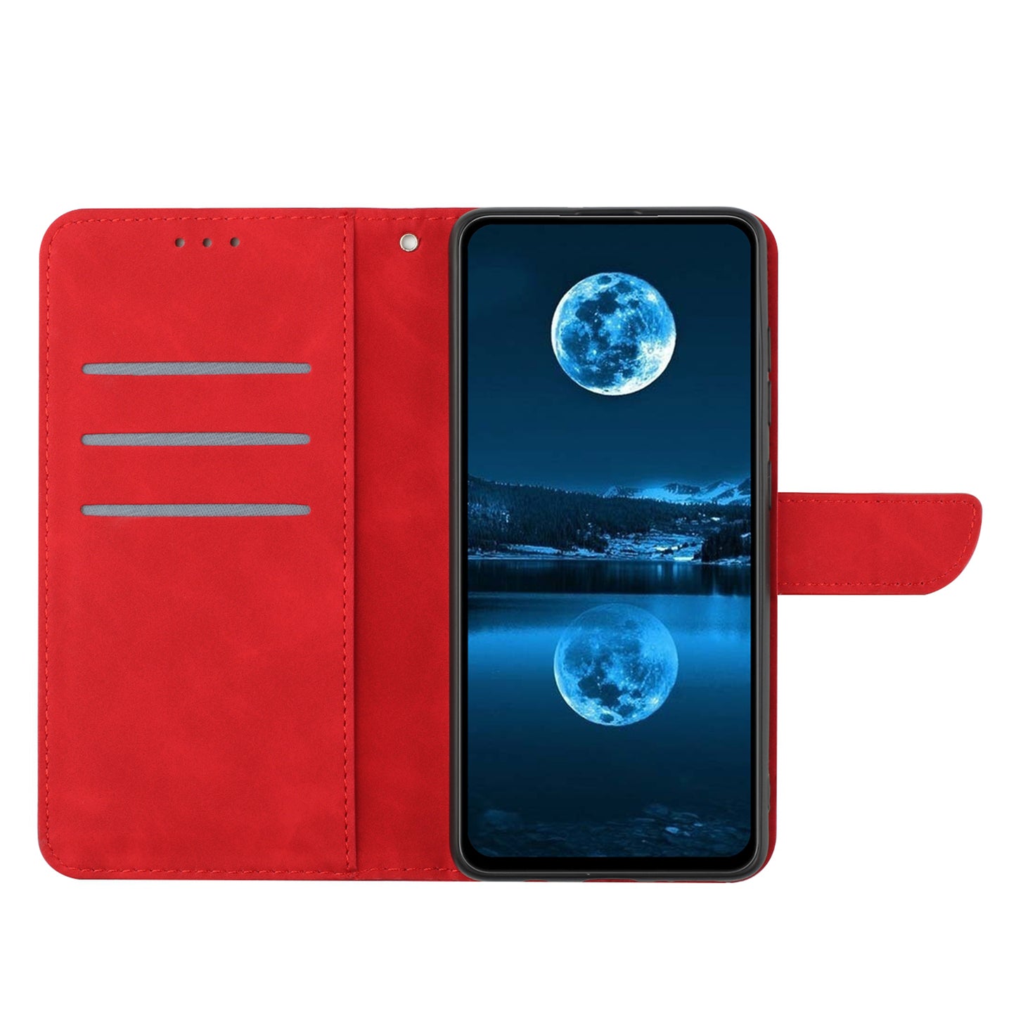 HT05 For Samsung Galaxy F34 5G / M34 5G PU Leather Phone Case Imprinted Line Wallet Stand Cover - Red